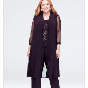 Plus Size, 22W, Plum, jersey knit pant suit
